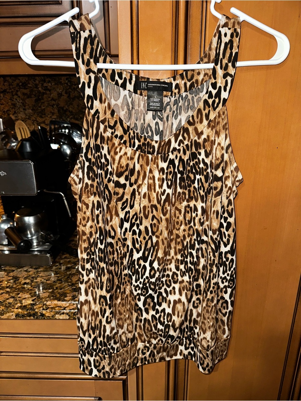 INC International Concepts Leopard Print Sleeveless Tank Top Size Petite Large